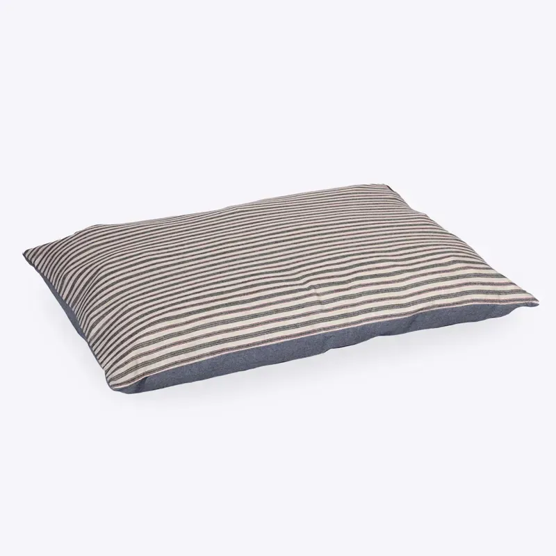 Danish Design Medium Rustic Stripes Denim Deep Duvet Pet Bed in Blue/Multi-1