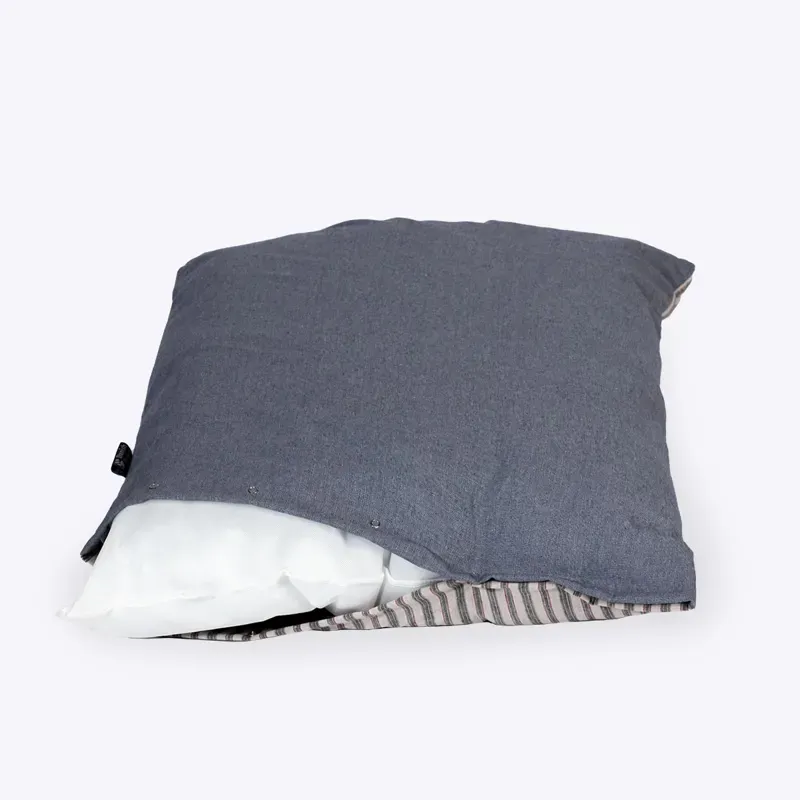 Danish Design Medium Rustic Stripes Denim Deep Duvet Pet Bed in Blue/Multi-2