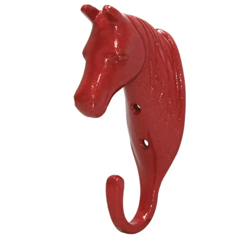 Perry Equestrian Horse Head Single Stable/Wall Hook in Red