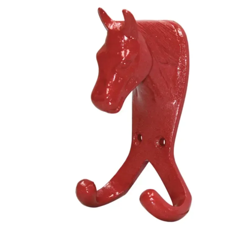 Perry Equestrian Horse Head Double Stable/Wall Hook in Red