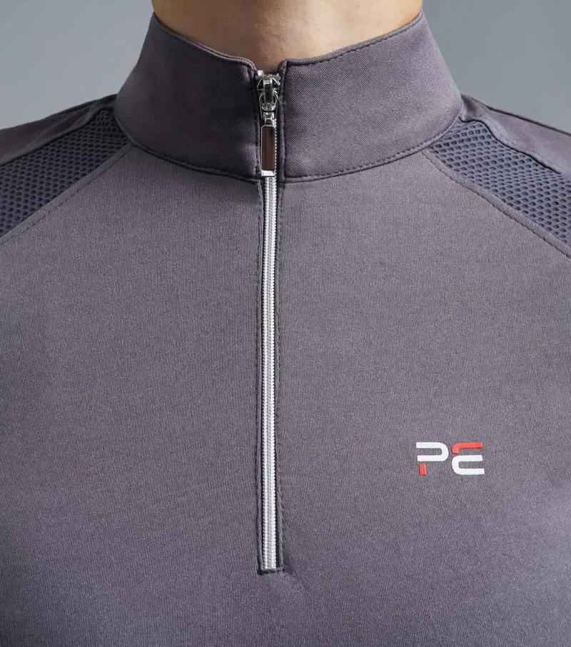 Premier Equine Ladies Remisa Technical Short Sleeve Riding Top in Anthracite Grey-2