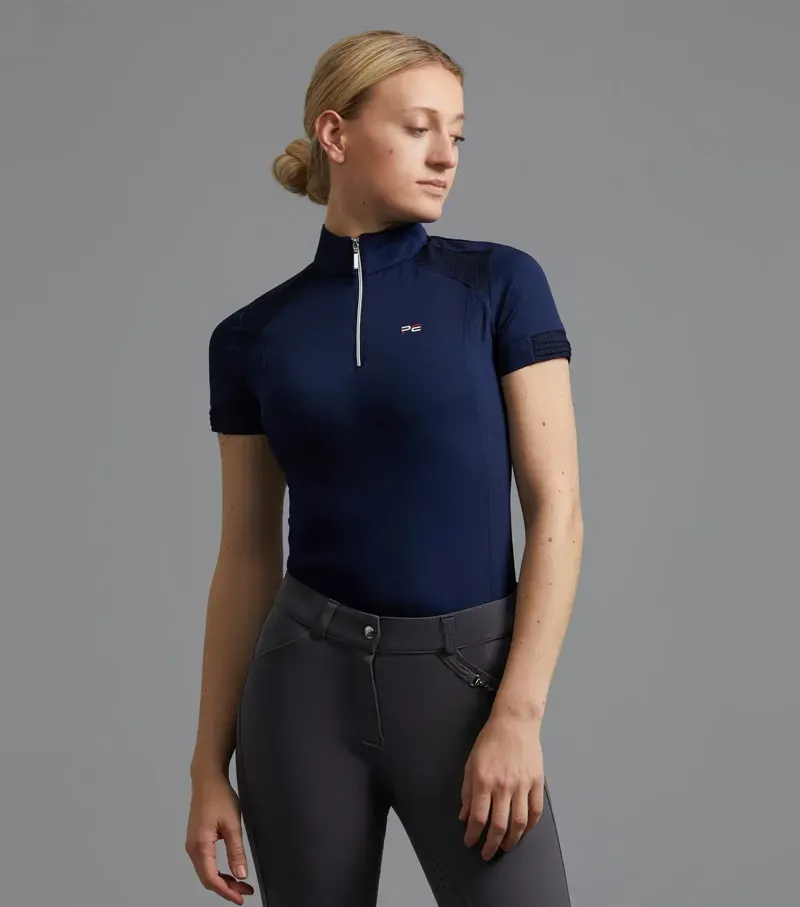 Premier Equine Ladies Remisa Technical Short Sleeve Riding Top in Navy