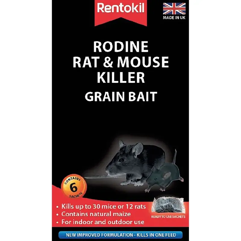 Rentokil Rodine Rat  Mouse Killer Grain Bait 6 Sachet