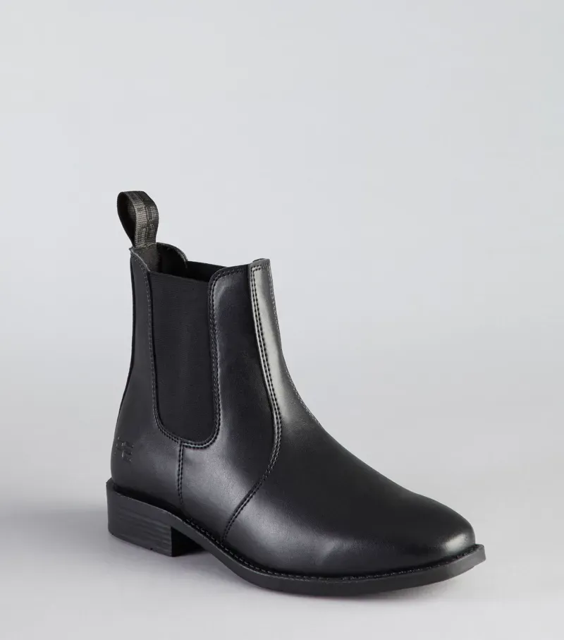 Premier Equine Junior Rossago Synthetic Chelsea Paddock Boot in Black