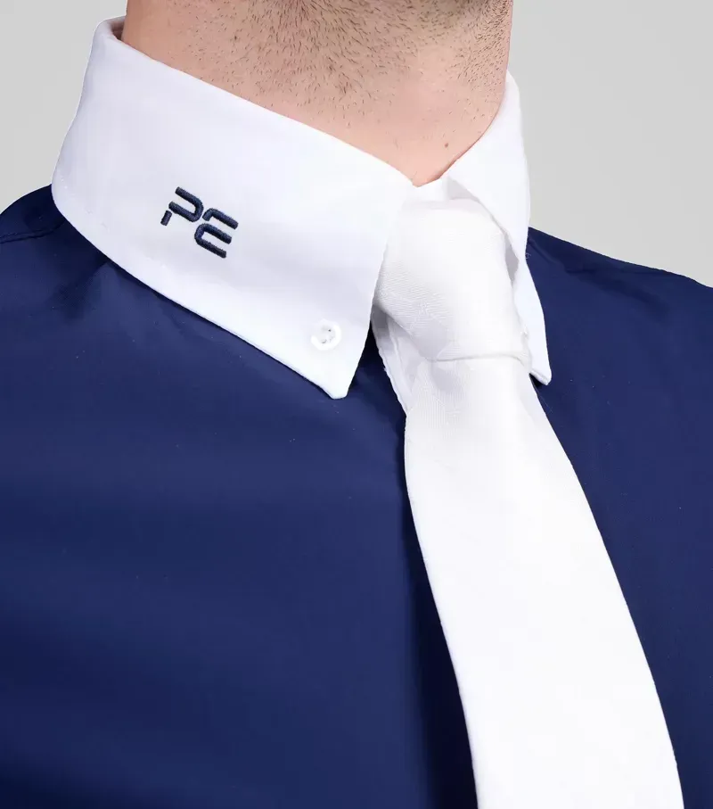 Premier Equine Mens Rubato Short Sleeve Show Shirt in Navy-2