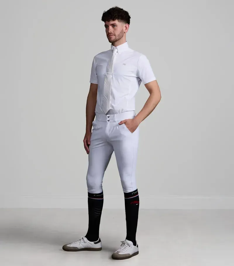 Premier Equine Mens Rubato Short Sleeve Show Shirt in White-1