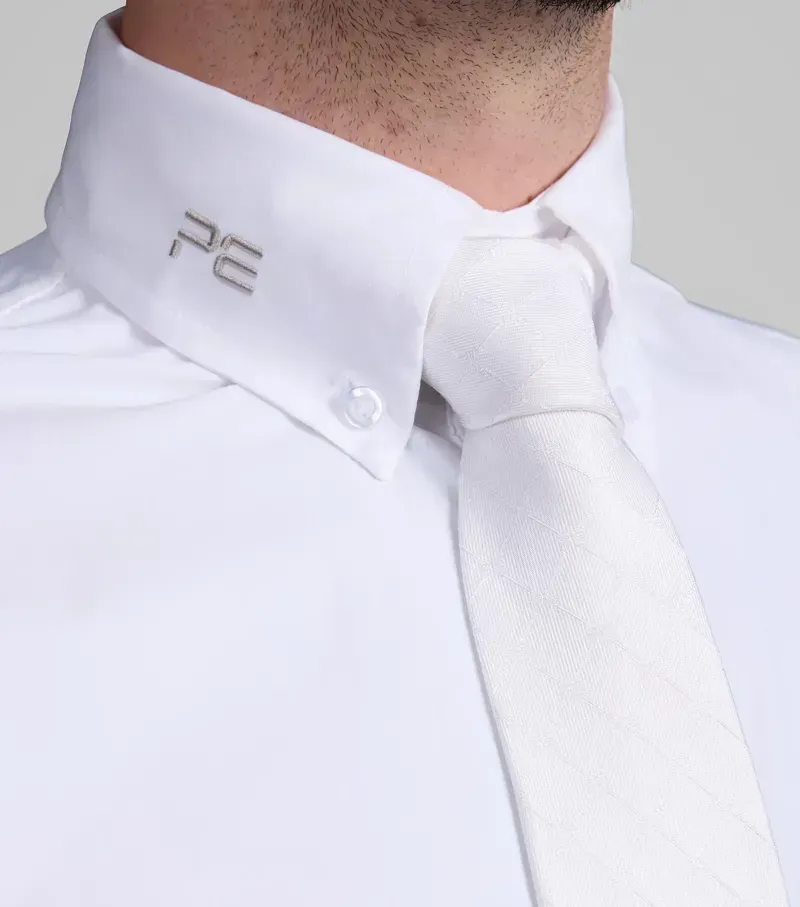 Premier Equine Mens Rubato Short Sleeve Show Shirt in White-2