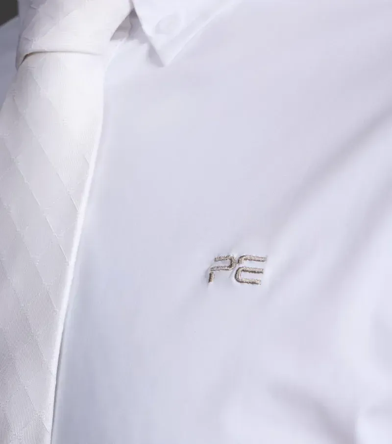 Premier Equine Mens Rubato Short Sleeve Show Shirt in White-4