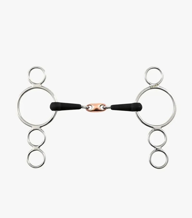 Premier Equine Rubber Three Ring Dutch Gag With Lozenge in Silver