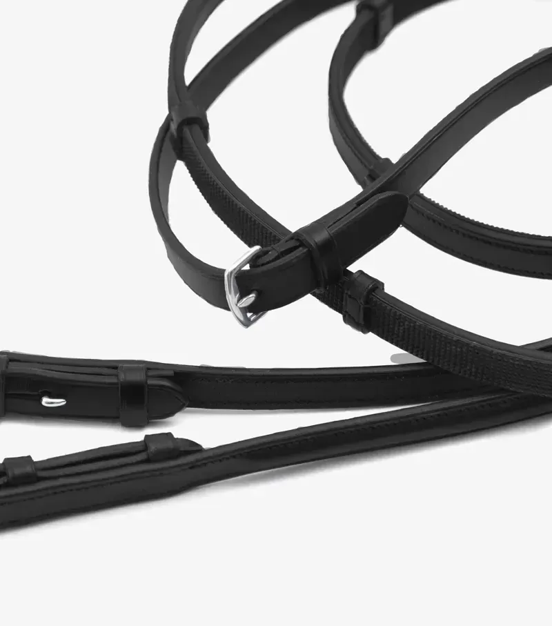 Premier Equine 5/8 Salvatore Rubber and Leather Grip Reins in Black-3