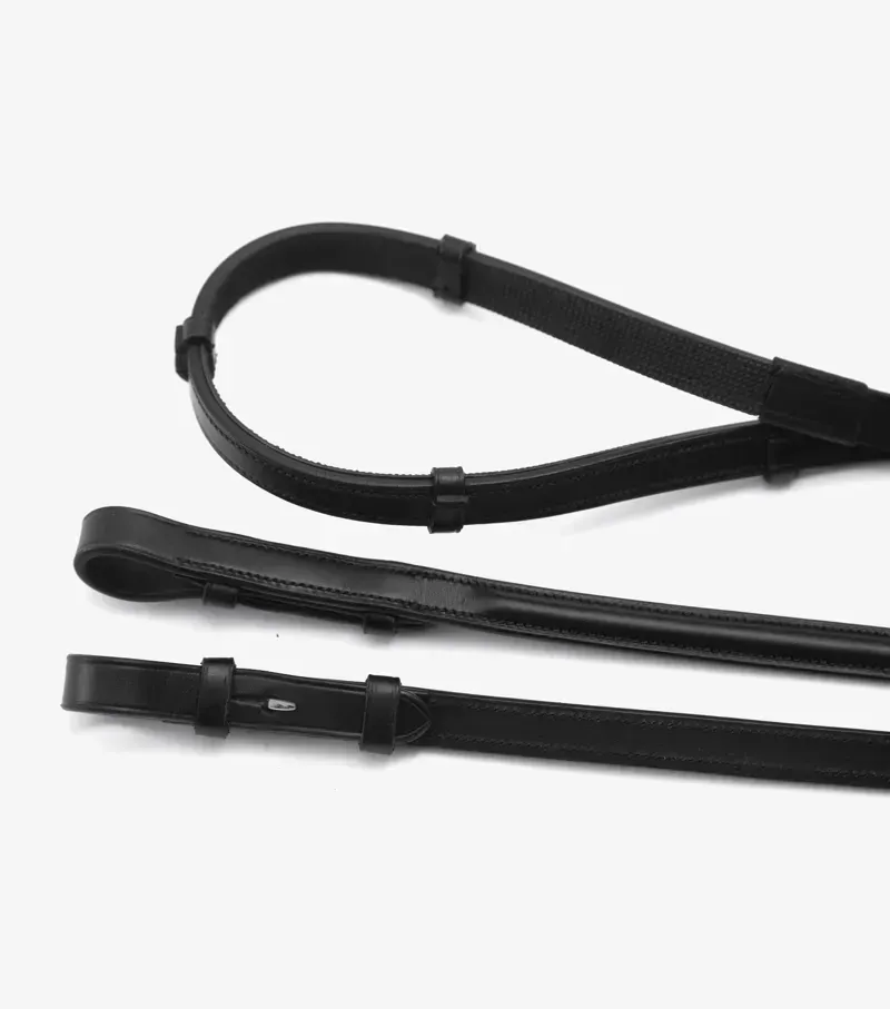 Premier Equine 5/8 Salvatore Rubber and Leather Grip Reins in Black-4