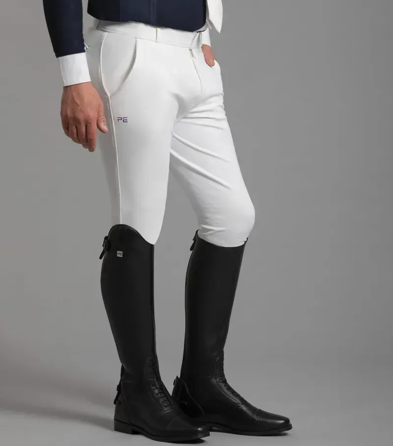 Premier Equine Gents Santino Gel Knee Competition Breeches in White-1