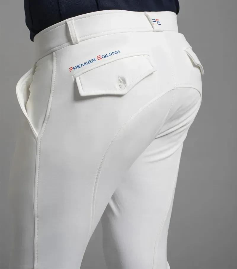 Premier Equine Gents Santino Gel Knee Competition Breeches in White-2