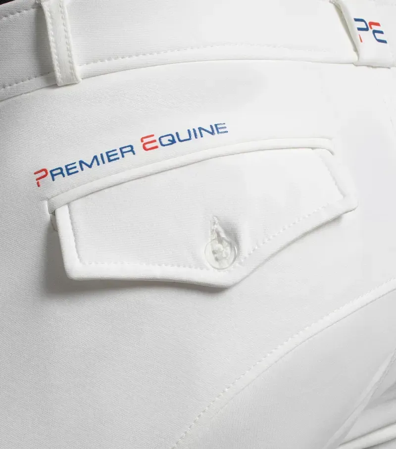 Premier Equine Gents Santino Gel Knee Competition Breeches in White-3