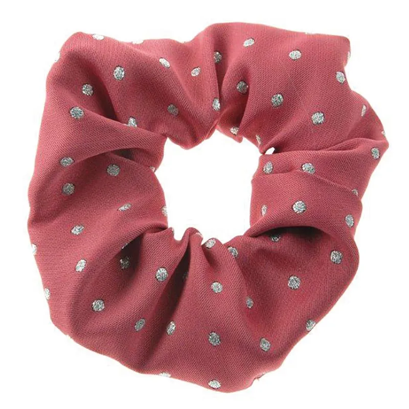 ShowQuest Lurex Medium Spot Scrunchie in Red