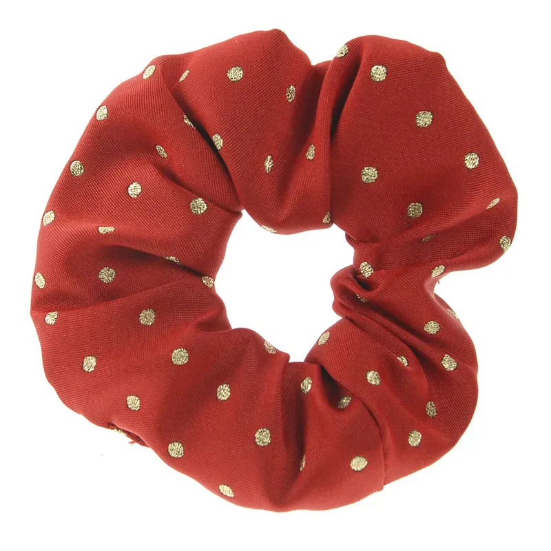 ShowQuest Lurex Medium Spot Scrunchie in Red
