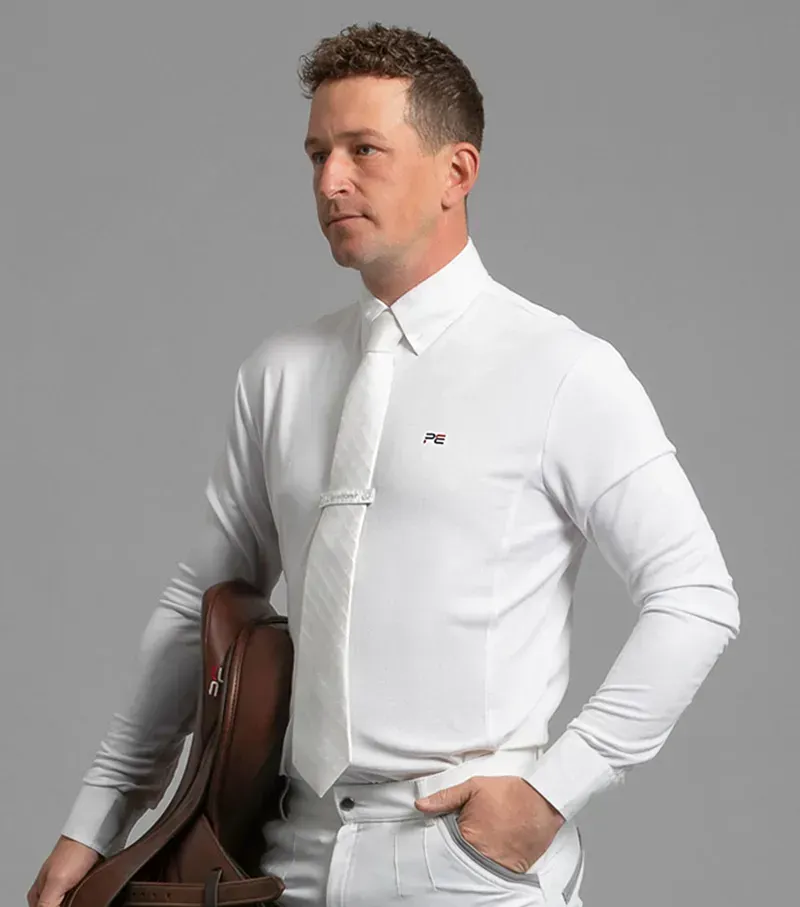 Premier Equine 100% Silk Hand Made Tie in White-1