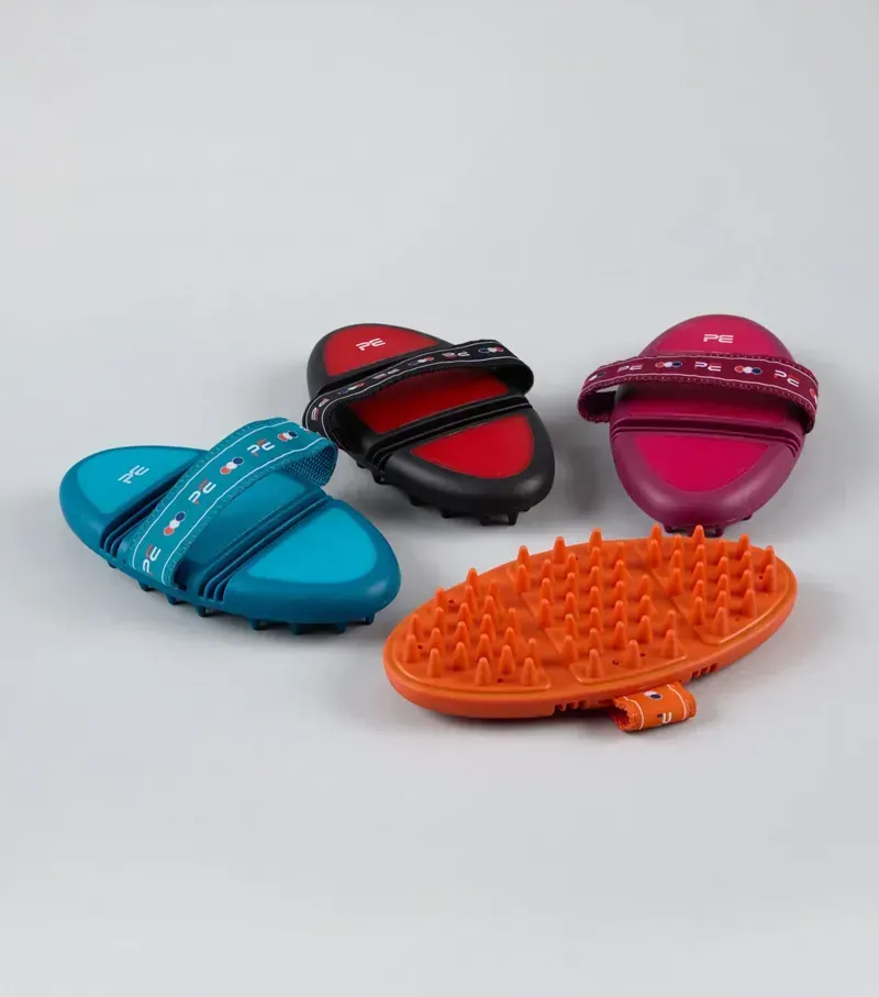 Premier Equine Soft-Touch Flexi Massage Brush in Black/Red-2