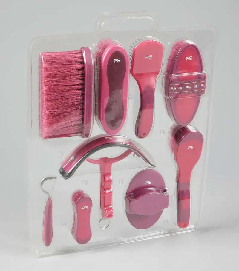 Premier Equine Soft-Touch Grooming 9 Pieces Kit Set in Wine Fuchsia-1