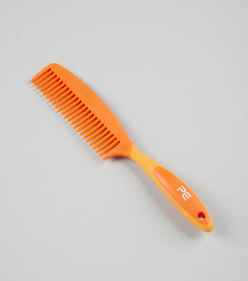 Premier Equine Soft-Touch Mane Comb With Handle in Orange Amber