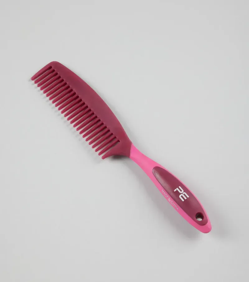 Premier Equine Soft-Touch Mane Comb With Handle in Wine Fuchsia
