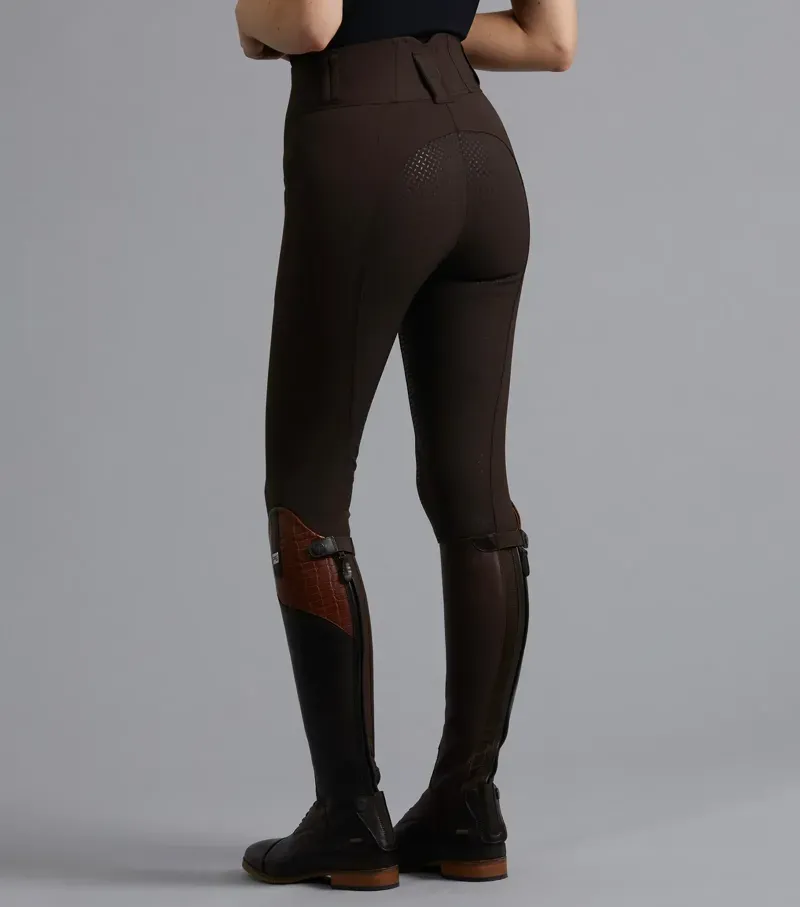 Premier Equine Ladies Sophia Full Seat High Waist Riding Breeches in Chocolate-2