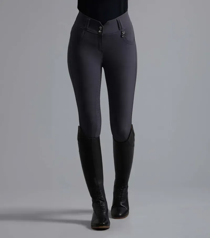 Premier Equine Ladies Sophia Full Seat High Waist Riding Breeches in Anthracite-1