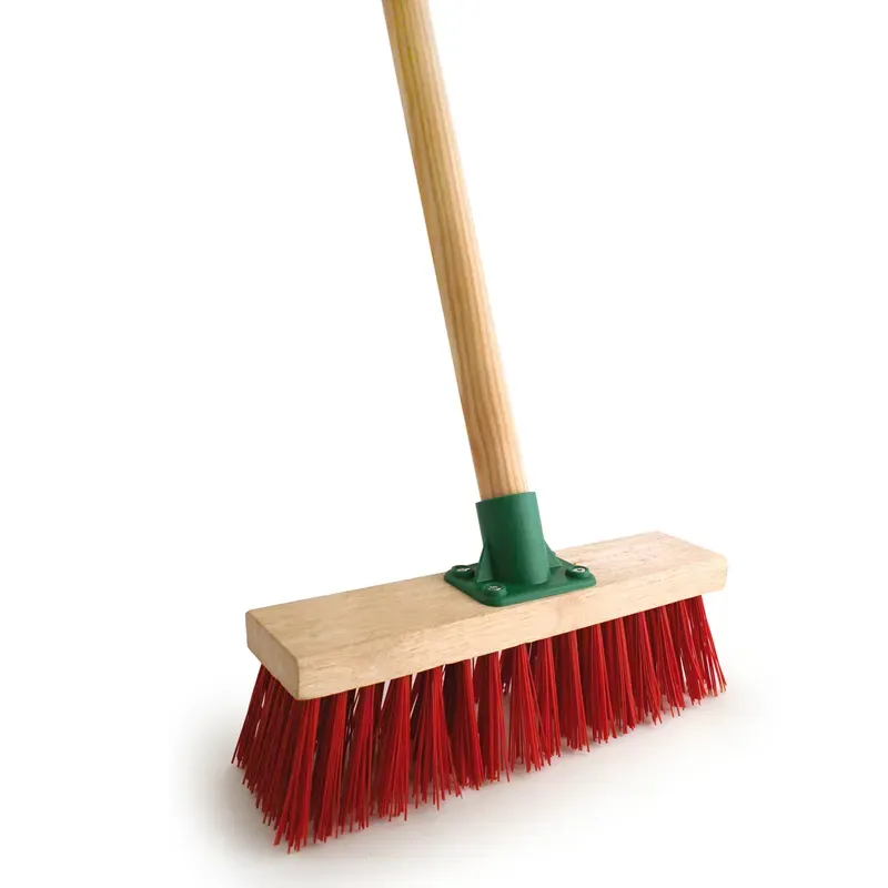  Bentley Brushes PVC C/W 4' 6 Handle 11 inch Yard Broom in Red