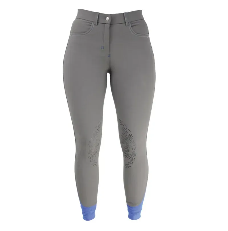 Hy Performance Olympian Ladies Breeches in Steel Grey/Royal Blue