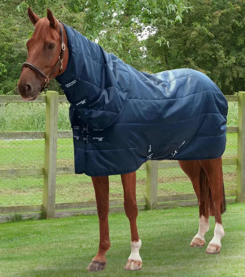 Premier Equine 100g Stratus Stable Rug With Neck Cover in Navy