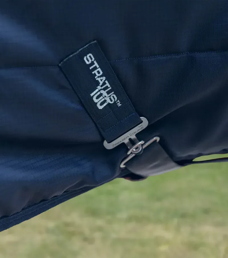 Premier Equine 100g Stratus Stable Rug With Neck Cover in Navy-4