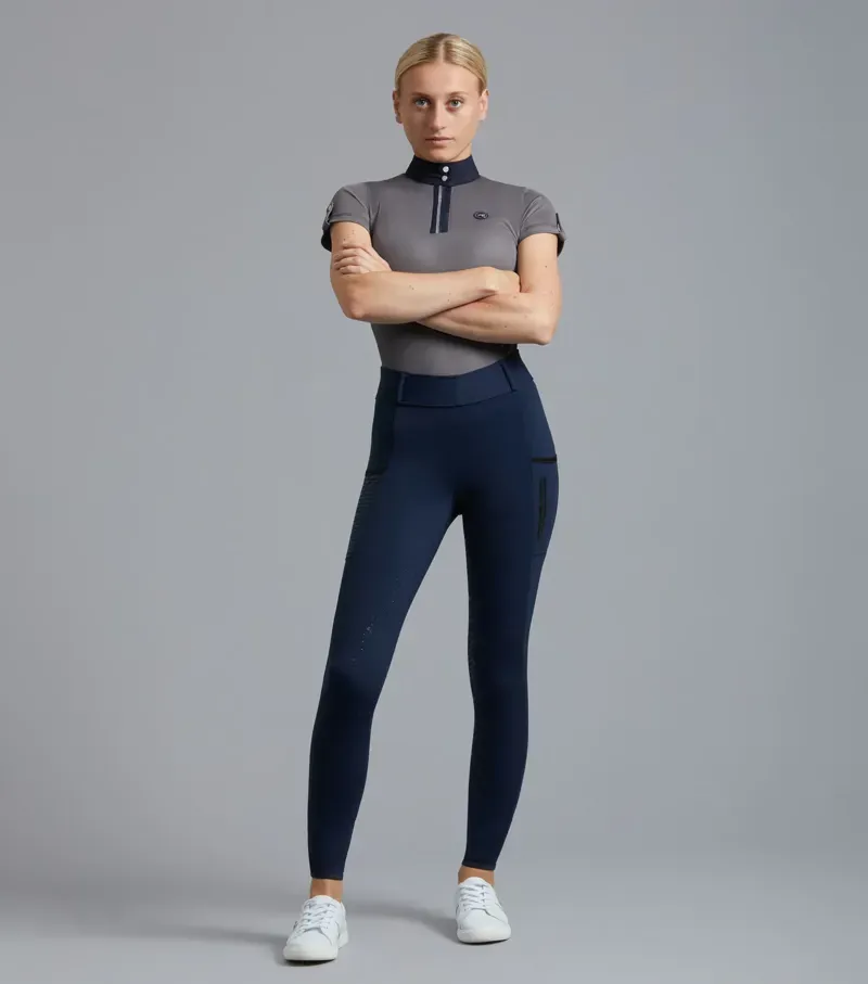 Premier Equine Ladies Amia Technical Short Sleeve Riding Top in Anthracite Grey-5