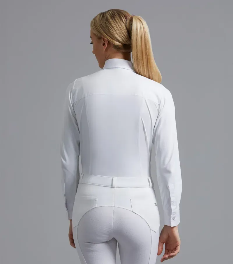 Premier Equine Tessa Ladies Long Sleeve Tie Shirt in White-2