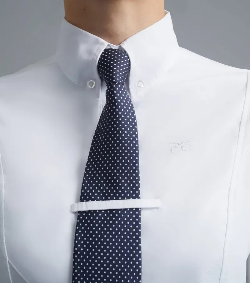Premier Equine Tessa Ladies Long Sleeve Tie Shirt in White-3