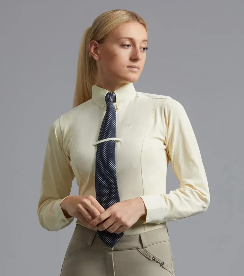 Premier Equine Ladies Tessa Long Sleeve Tie Shirt in Vanilla