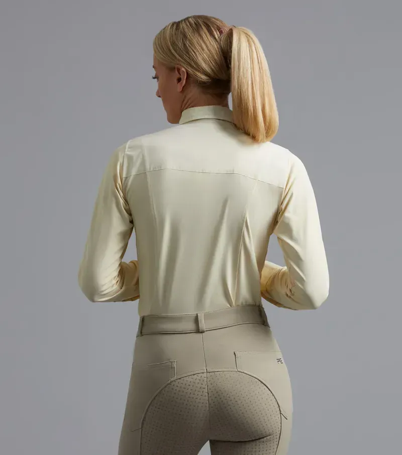 Premier Equine Ladies Tessa Long Sleeve Tie Shirt in Vanilla-2