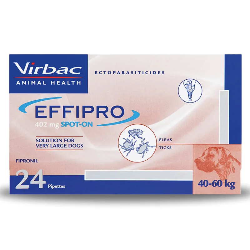 Virbac 40-60kg - 4 Pipettes Effipro Spot On For Extra Large Dogs