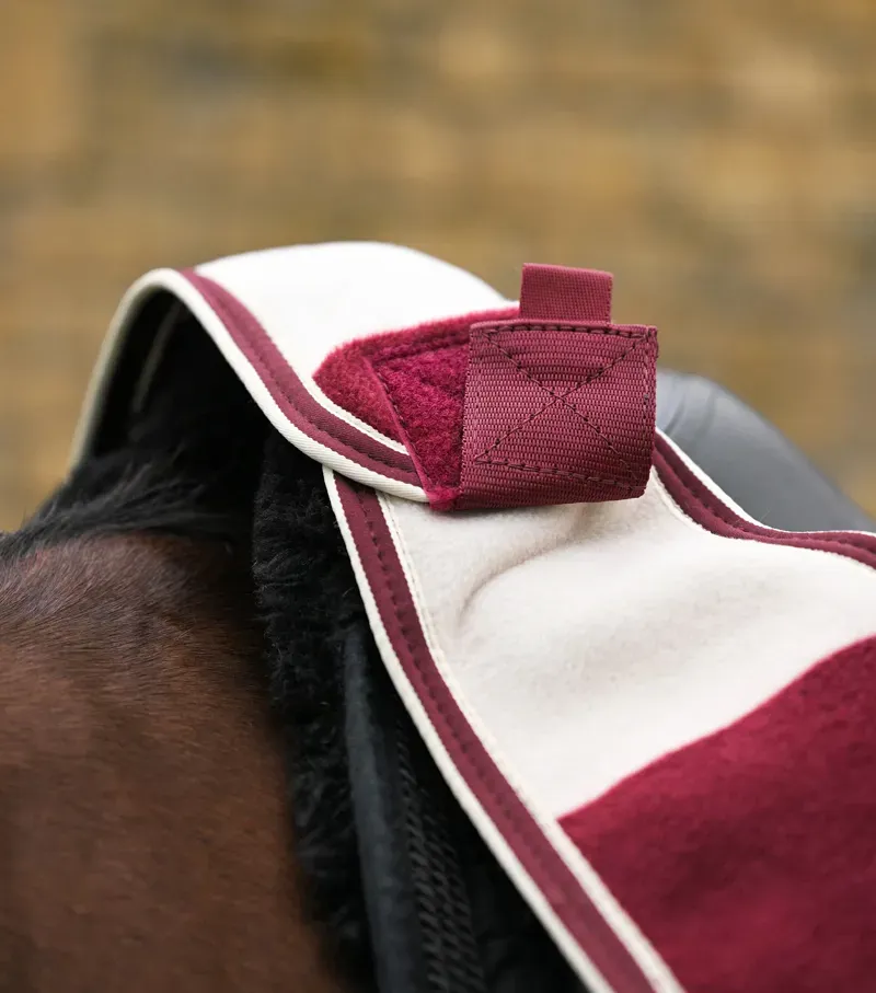 Premier Equine X-Large Vellus Horse Fleece Exercise Rug in Burgundy/White-1