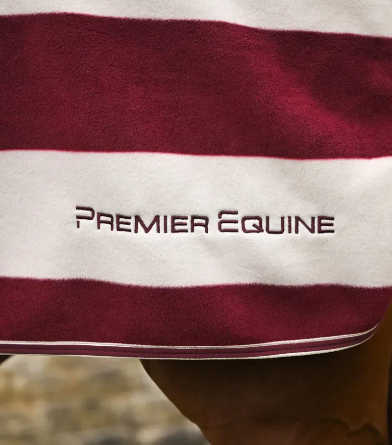 Premier Equine Large Vellus Horse Fleece Exercise Rug in Burgundy/White-2