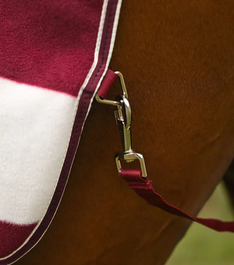 Premier Equine Large Vellus Horse Fleece Exercise Rug in Burgundy/White-3