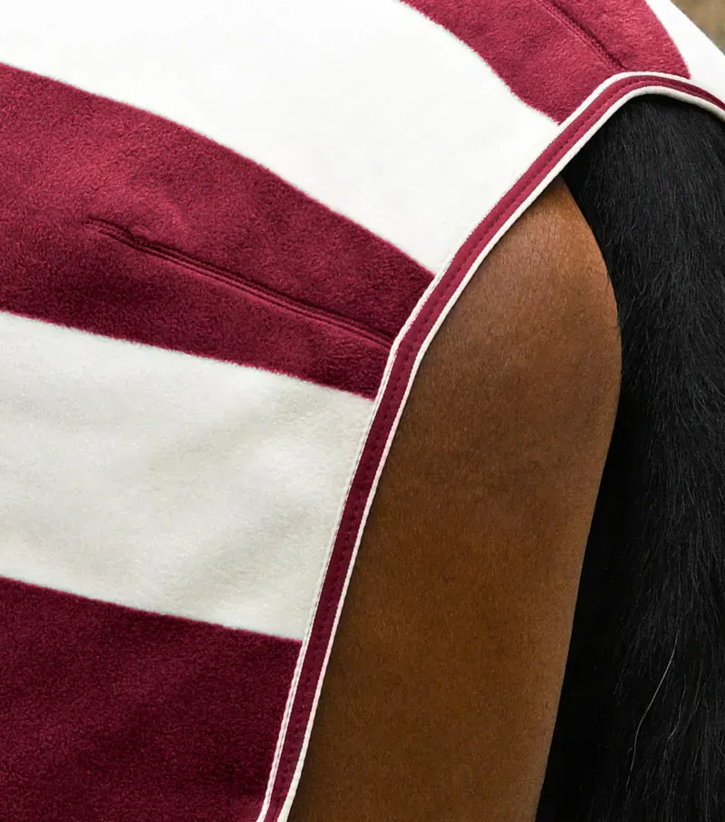 Premier Equine X-Large Vellus Horse Fleece Exercise Rug in Burgundy/White-4