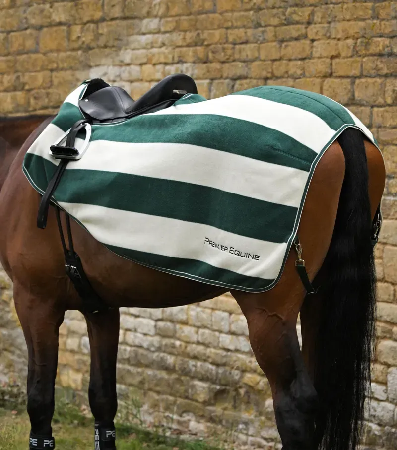 Premier Equine X-Large Vellus Horse Fleece Exercise Rug in Green/White