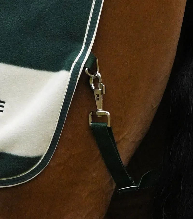 Premier Equine Large Vellus Horse Fleece Exercise Rug in Green/White-3