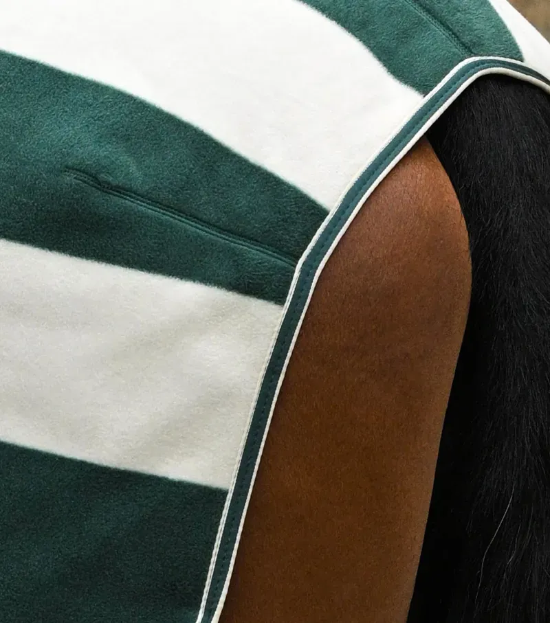 Premier Equine X-Large Vellus Horse Fleece Exercise Rug in Green/White-4