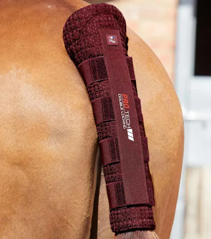 Premier Equine Waffle Quilted Double Locking Tail Guard in Burgundy